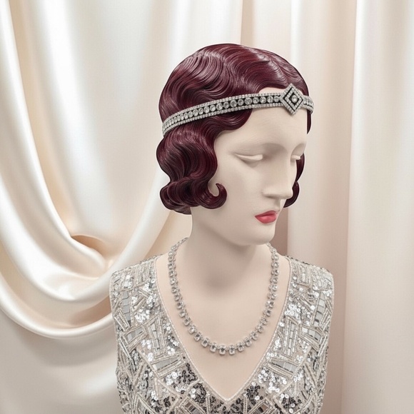 Vintage Crystal Bead Necklace with Toggle Clasp, Rectangle Clear Faceted Beads - Picture 7 of 11